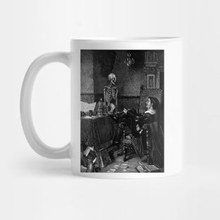 A jester contemplates a skeleton - Paul Stade Mug